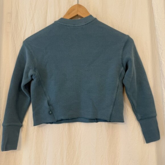 Athleta Girl's Long Sleeve Textured Top Henley Dark Teal Blue Green XS 6 - Picture 4 of 8